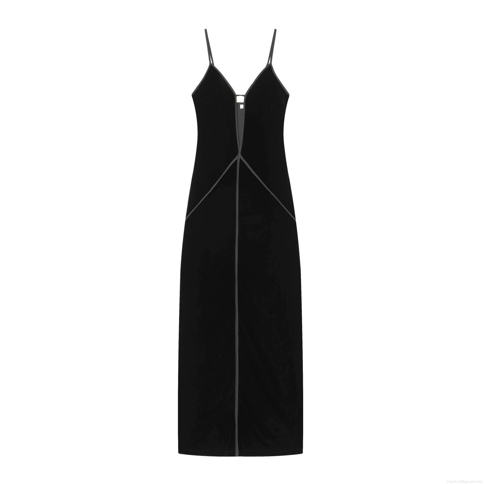 Women's Sexy Black Velvet V-Neck Midi Dress Sleeveless Bodycon Party Dress Elegant High Waist Evening Gown Solid Patchwork Clubwear