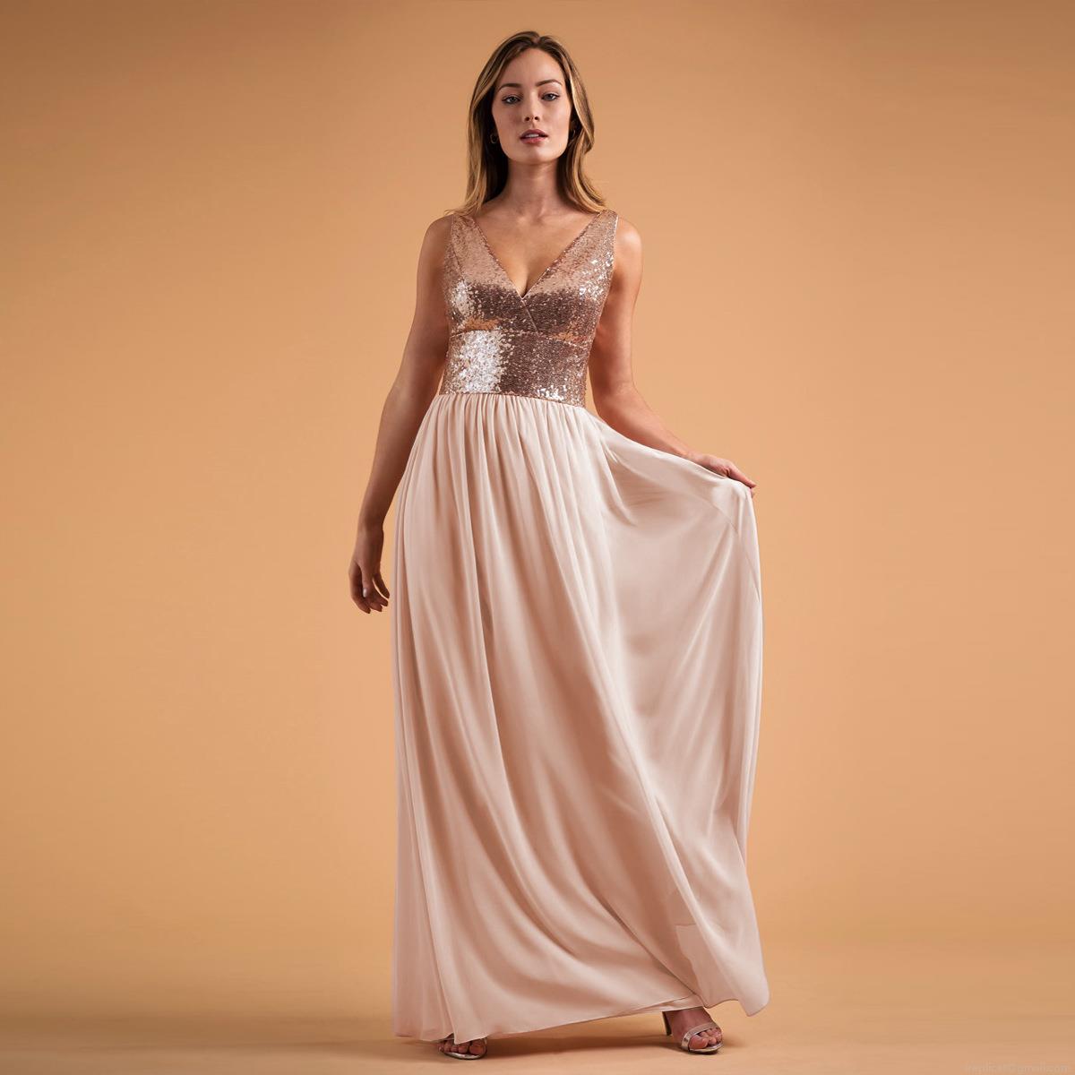 Elegant Women's Sequin And Chiffon Patchwork Long Dress Sexy V-Neck Backless Sleeveless Floor Length Evening Gown For Wedding Party Bridesmaid Luxury Maxi Dress