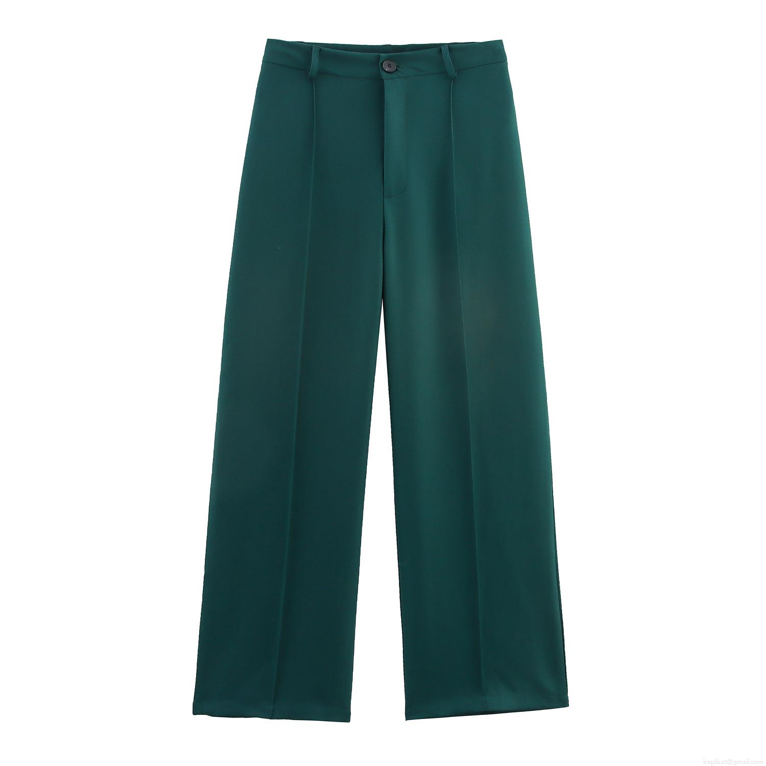 Women's Elegant High Waisted Suit Pants Solid Color Straight Leg Trousers For Office Lady Work Wear Polyester Pants