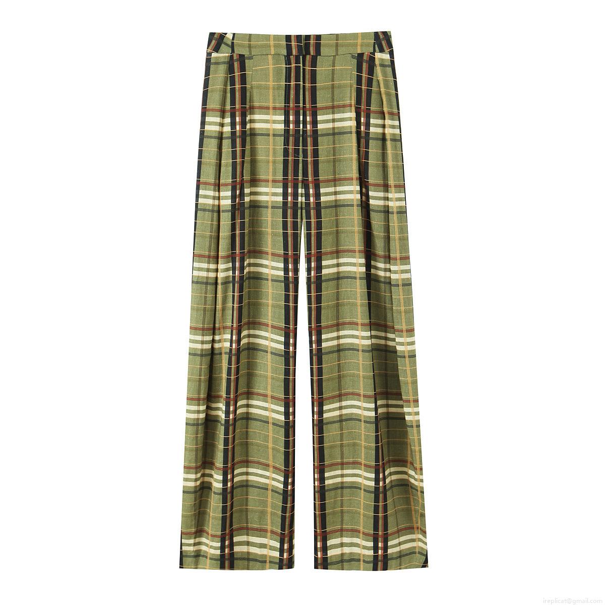 Women's Casual Plaid Wide Leg Pants High Waist Loose Checkered Straight Trousers Streetwear Autumn Style Female Bottoms