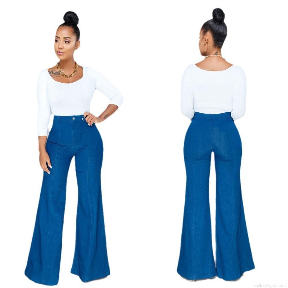 Women's High Waist Flare Jeans Stretchy Denim Bell Bottom Pants Slim Fit Wide Leg Streetwear Casual Vintage Trousers Fashion Y2K Style Denim Pants