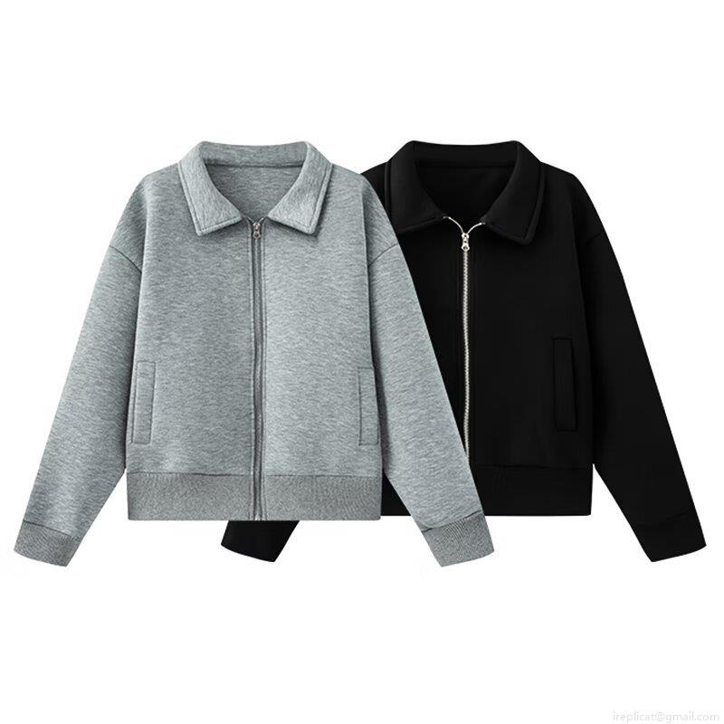 Women's Solid Color Zipper Up Bomber Jacket Slim Fit Long Sleeve Scuba Fabric Effect Outerwear Coat For Autumn Winter Casual Streetwear