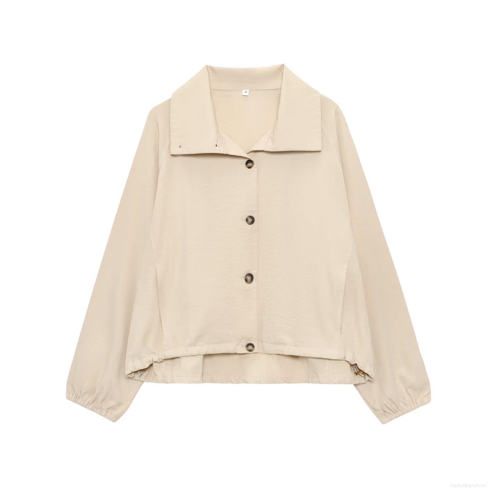 Women's Fashion Casual Bomber Jacket Short Coat With Lapel Zipper Polyester Spandex Lightweight Outerwear For Ladies Spring Autumn Simple Style