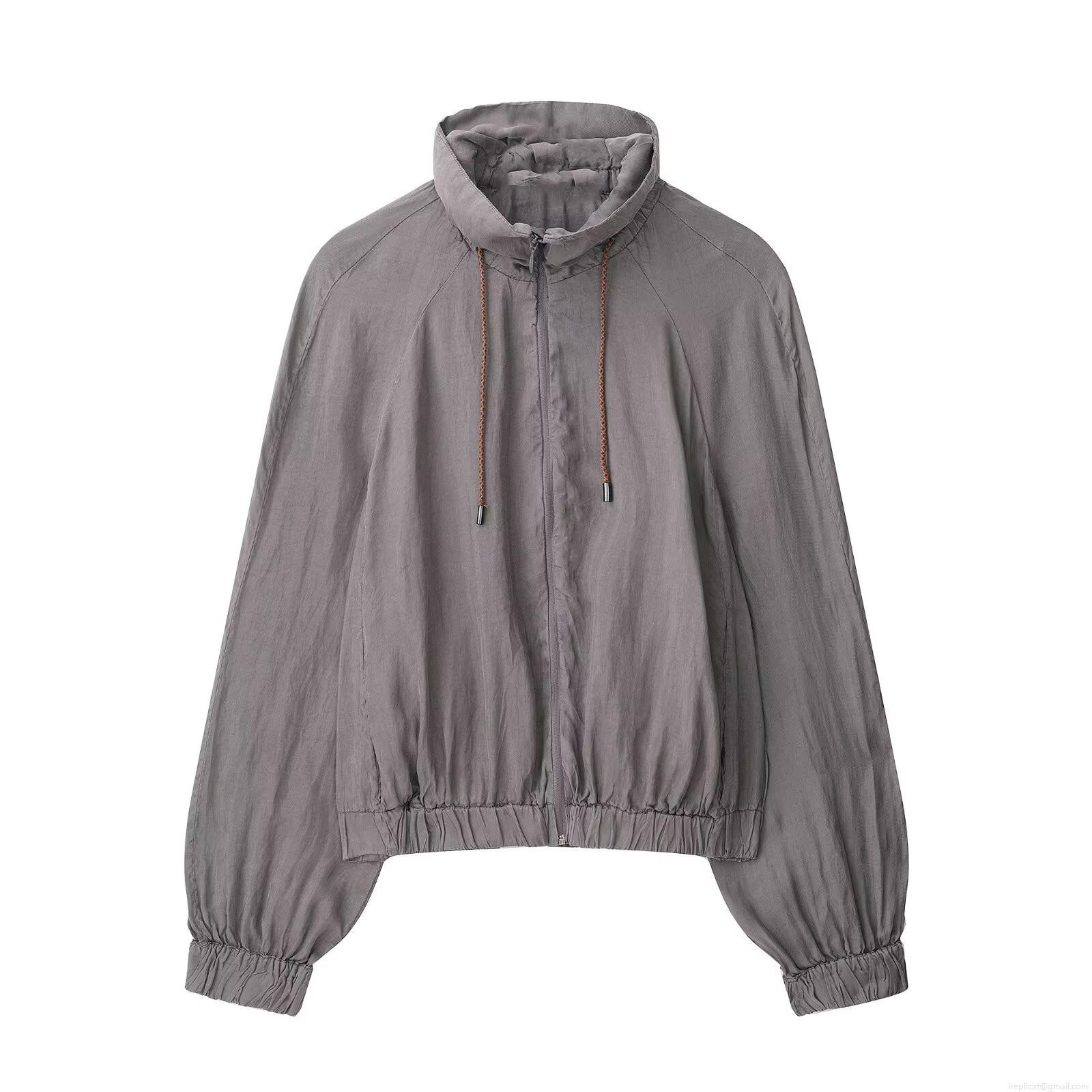 Women's Casual Flight Jacket Lightweight Polyester Spandex Nylon Blend Outerwear Windproof Stand Collar Zip Up Coat For Daily Outdoor Fashion