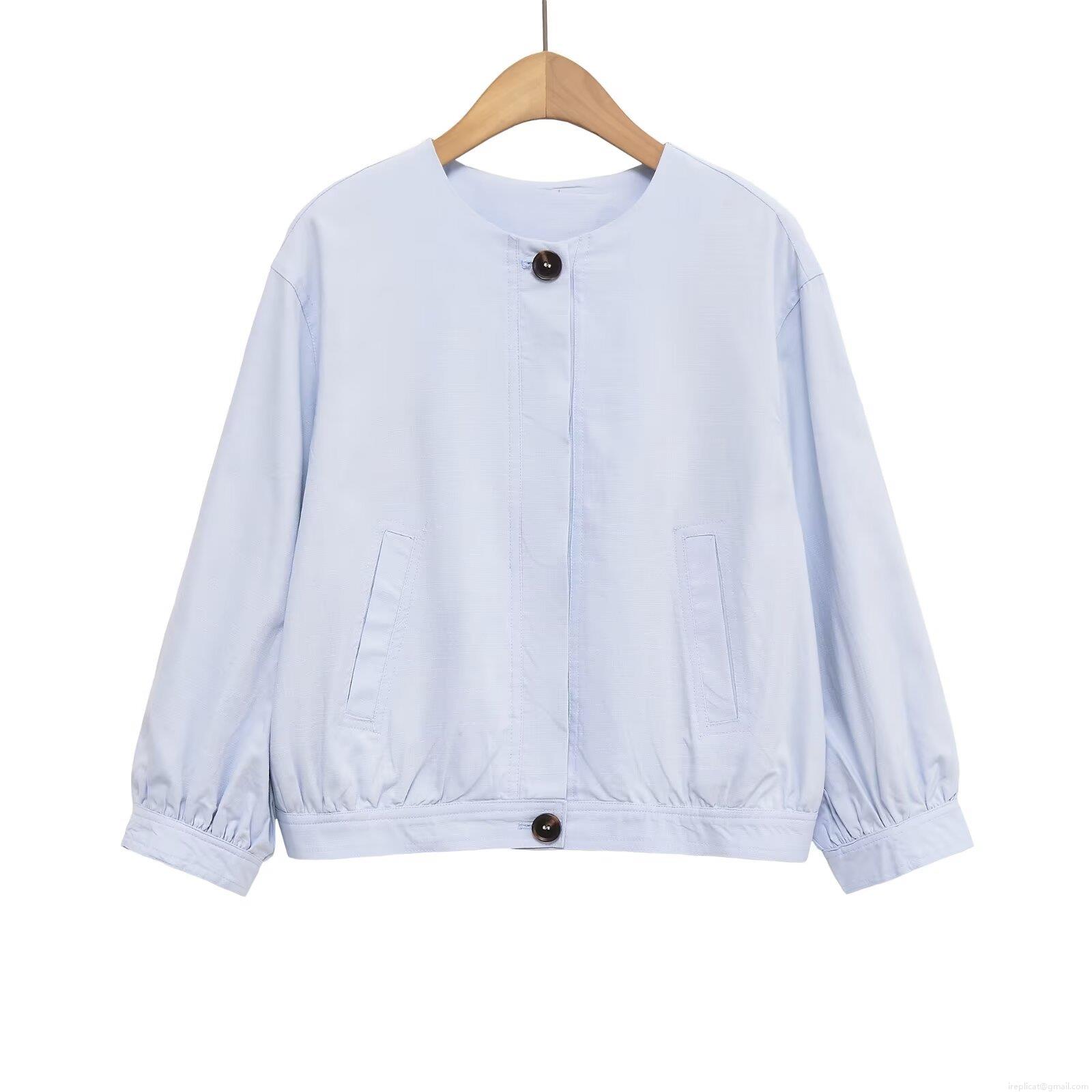 Women's Casual Cotton Linen Blend Light Jacket Fashion Boxy Loose Windbreaker Single Breasted Long Sleeve Round Neck Short Coat For Daily Travel Spring Autumn