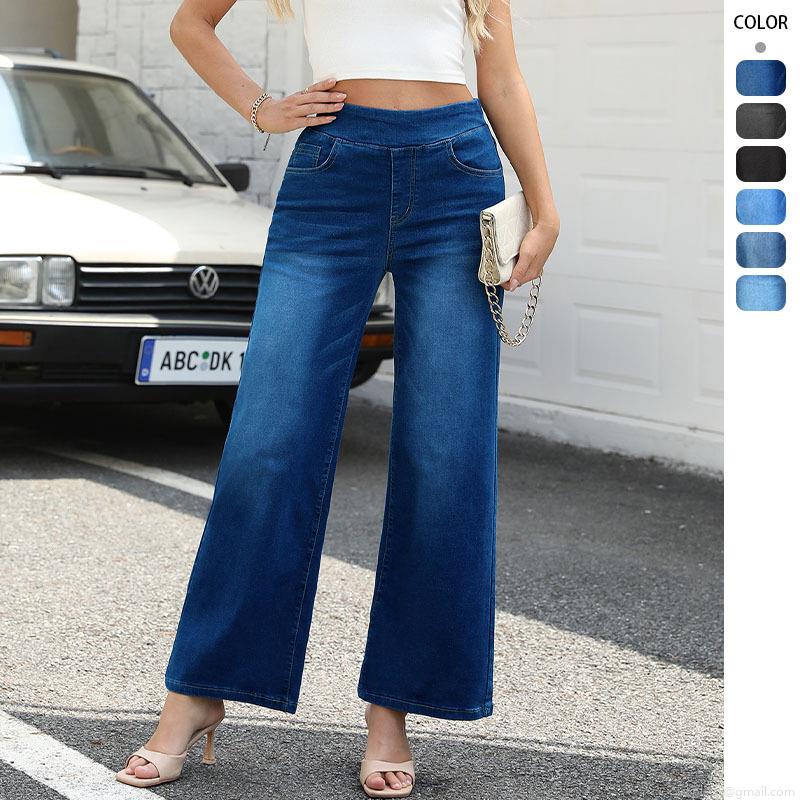 Women High Waist Wide Leg Jeans Multi-Pocket Straight Loose Denim Pants Washed Baggy Streetwear Fashion Casual Denim Trousers For Women