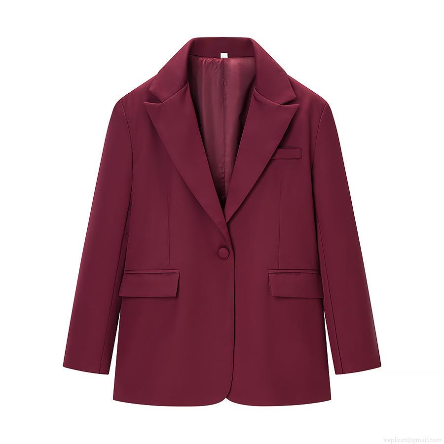 Women's Dark Red Blazer Jacket Polyester Blend Notch Lapel Single Breasted Office Commuter Elegant Suit Coat For Women Casual Formal Outerwear