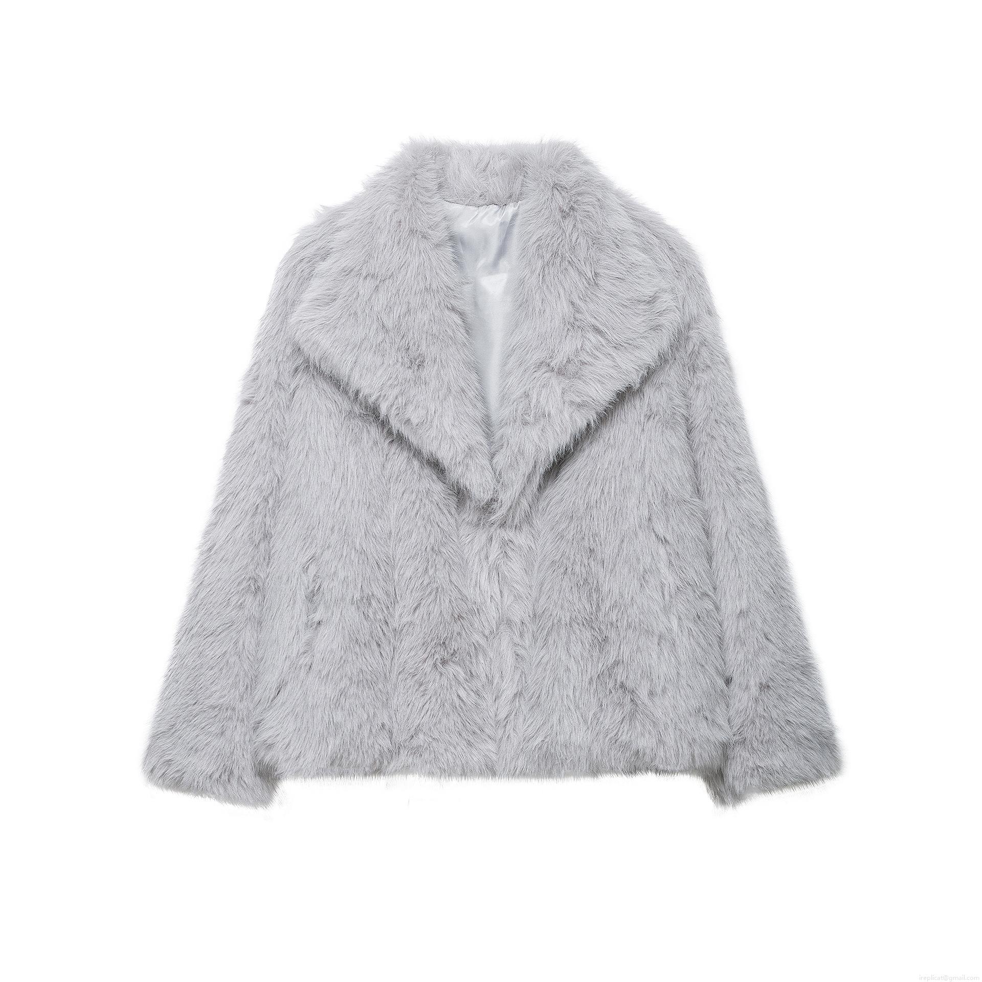 Women's Elegant Faux Fur Jacket Short Thick Warm Winter Coat Solid Color Lapel Long Sleeve Outerwear For Party Daily Autumn Winter