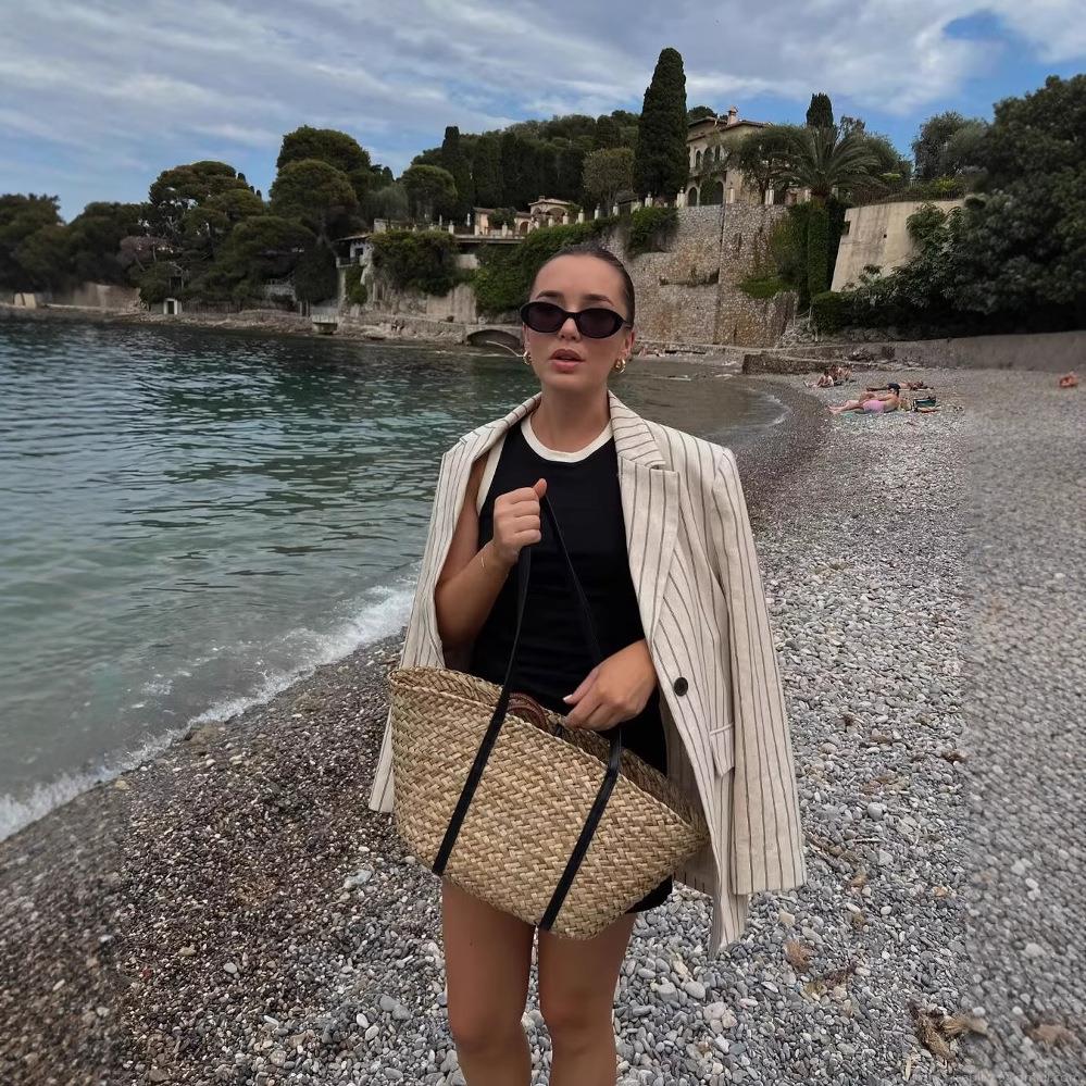 Women's Striped Blazer Jacket Elegant Vertical Stripe Long Sleeve Notched Lapel Single Breasted Polyester Office Commute Fashion Casual Outerwear For Women