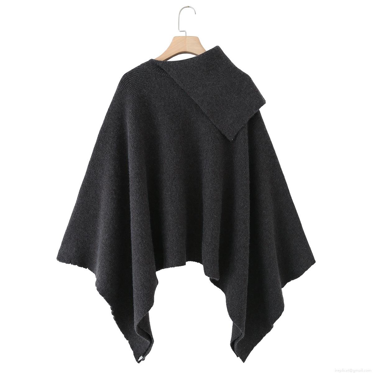 Women's Knitted Poncho Shawl Asymmetric Collar Sleeveless Cape Coat Solid Color Casual Elegant Fashion Outerwear Fall Winter Warm Wrap Top