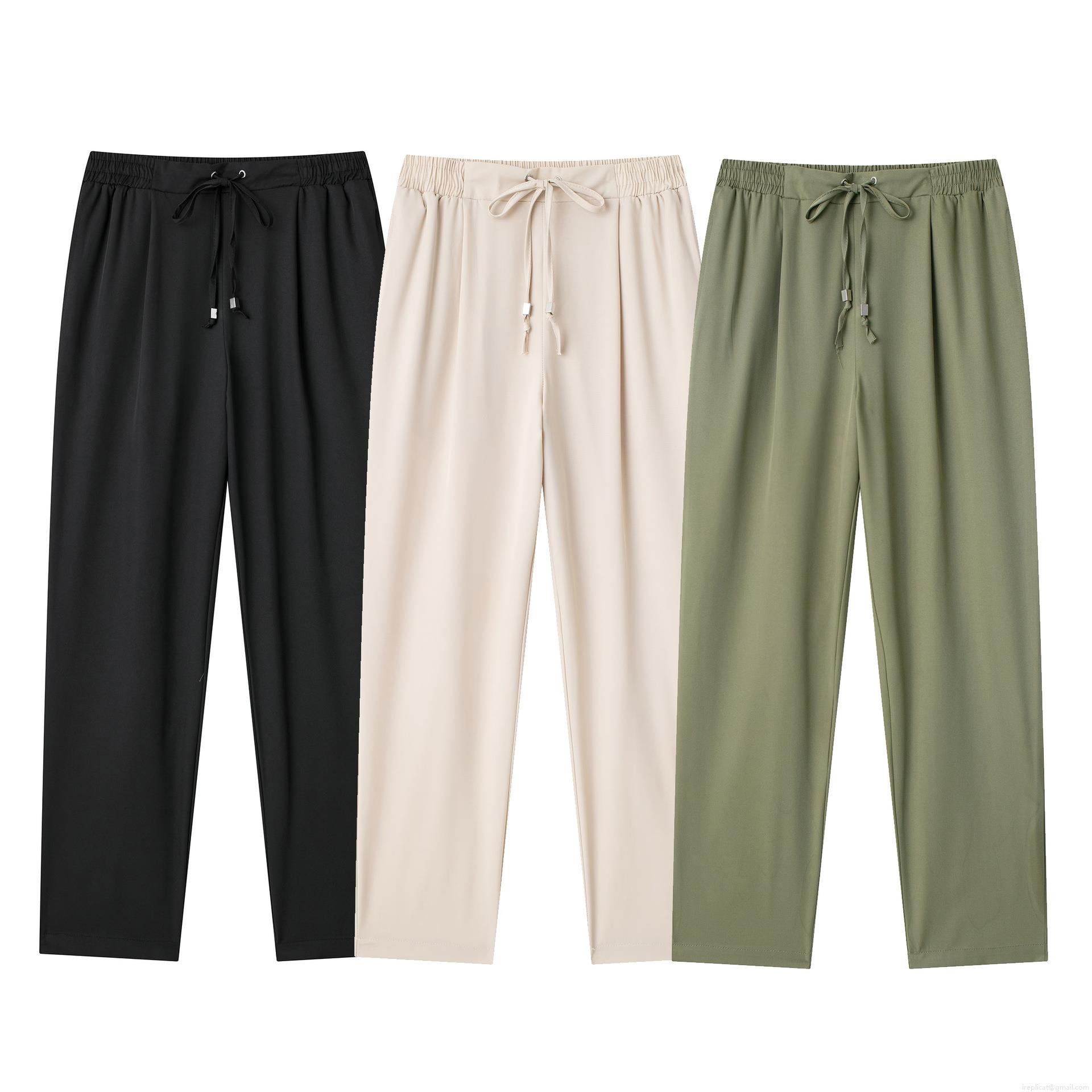 Women's High Waist Wide Leg Pants Casual Loose Sun Protection Trousers With Elastic Drawstring Waist Summer Streetwear Soft Polyester Culottes