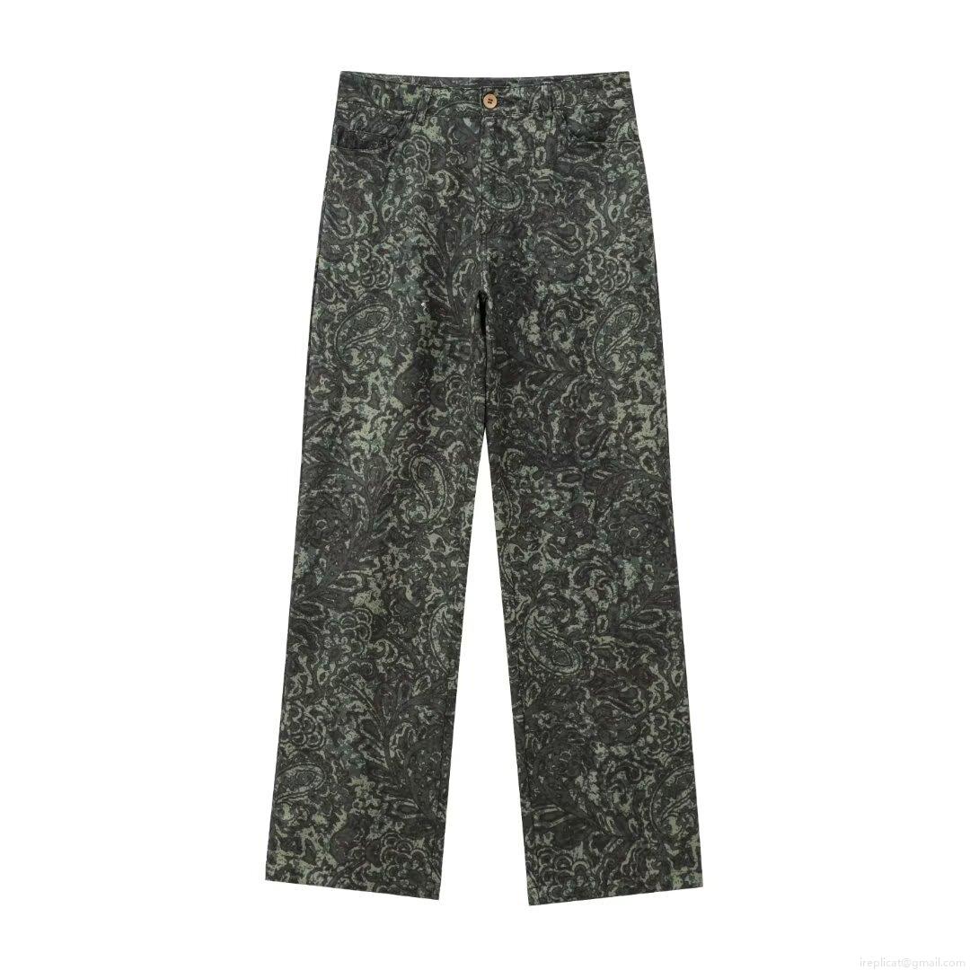 Women's High Waisted Paisley Print Straight Leg Pants Western Fashion Vintage Casual Trousers Streetwear Style Wide Leg Long Pants Polyester Blend Pants