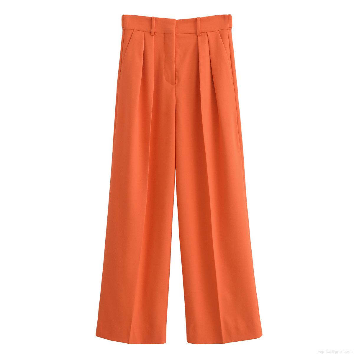 Women's Wide Leg Pants Solid Color Casual High Waisted Trousers Loose Straight Leg Office Work Pants Fashion Streetwear With Zipper Pockets