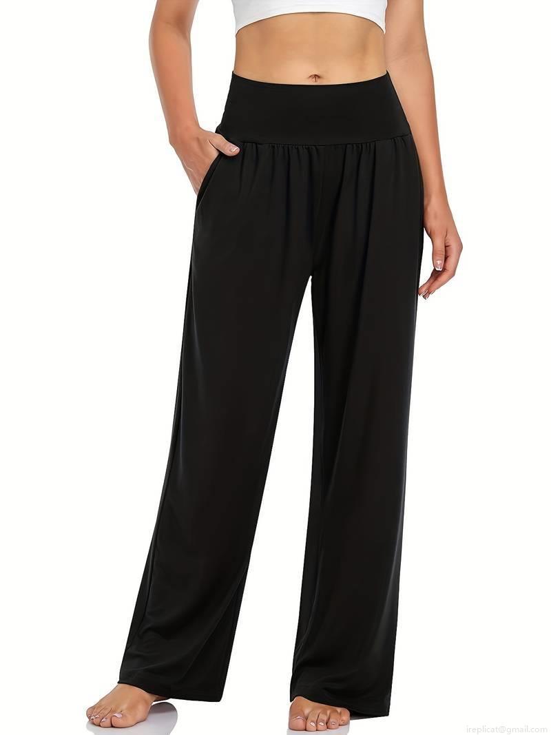 High Waist Wide Leg Pants For Women Soft Viscose Elastane Casual Lounge Trousers With Pockets Loose Fit Solid Color Autumn Winter Comfort Yoga Bottoms