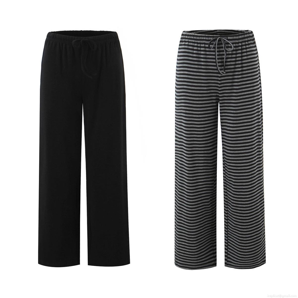 Women's Wide Leg Pants Knit Cotton Blend Elastic Waist Drawstring Casual Draped Trousers For Daily Wear Streetwear Autumn Style