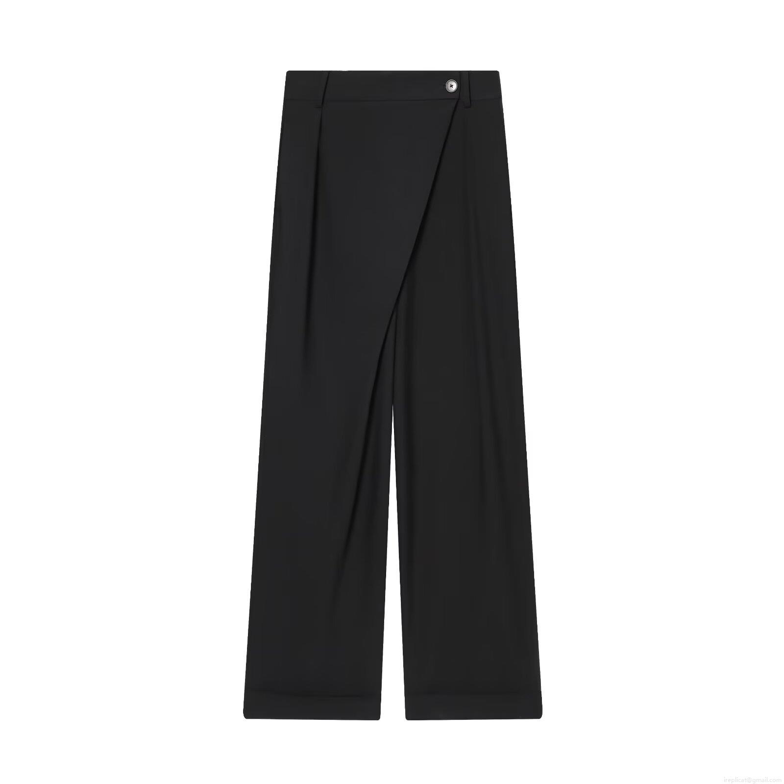 Women's High Waist Straight Leg Casual Pants Asymmetric Waist Polyester Solid Color Trousers Long Pants For Streetwear Daily Wear Autumn Fashion
