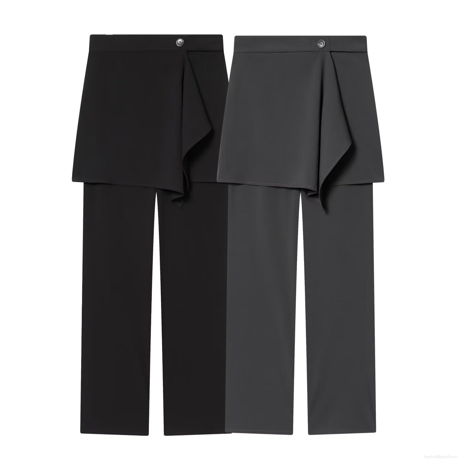 Women's Fashion Asymmetrical Skirt Overlay Pants Casual Straight Leg Mid Waist Trousers Polyester Spandex Fake Two-Piece Skort Pants For Autumn Winter Office Wear