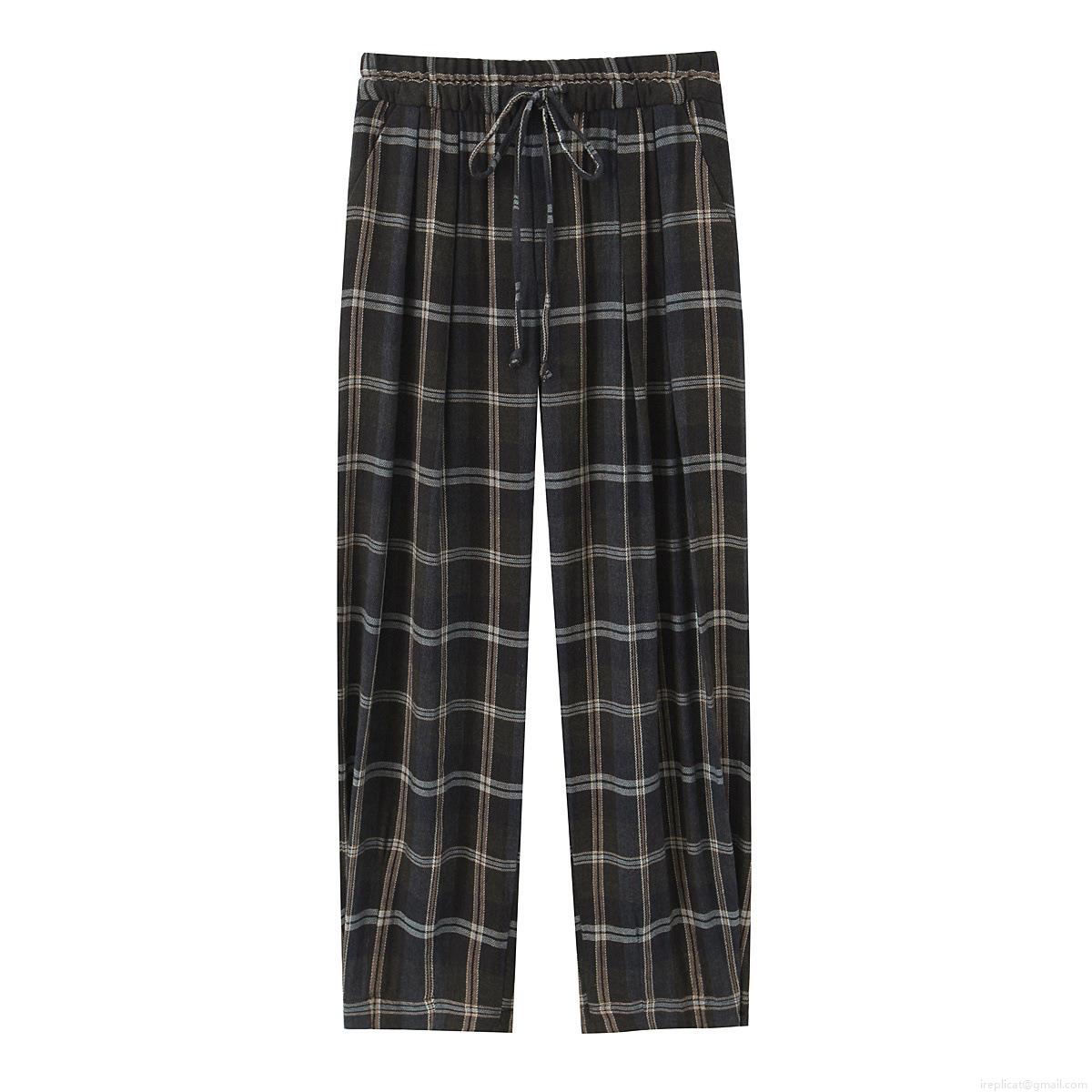 Women's Plaid Wide Leg Pants Elastic Waist Drawstring Checkered Trousers Casual Loose Fit Straight Leg Bottoms For Women Daily Wear