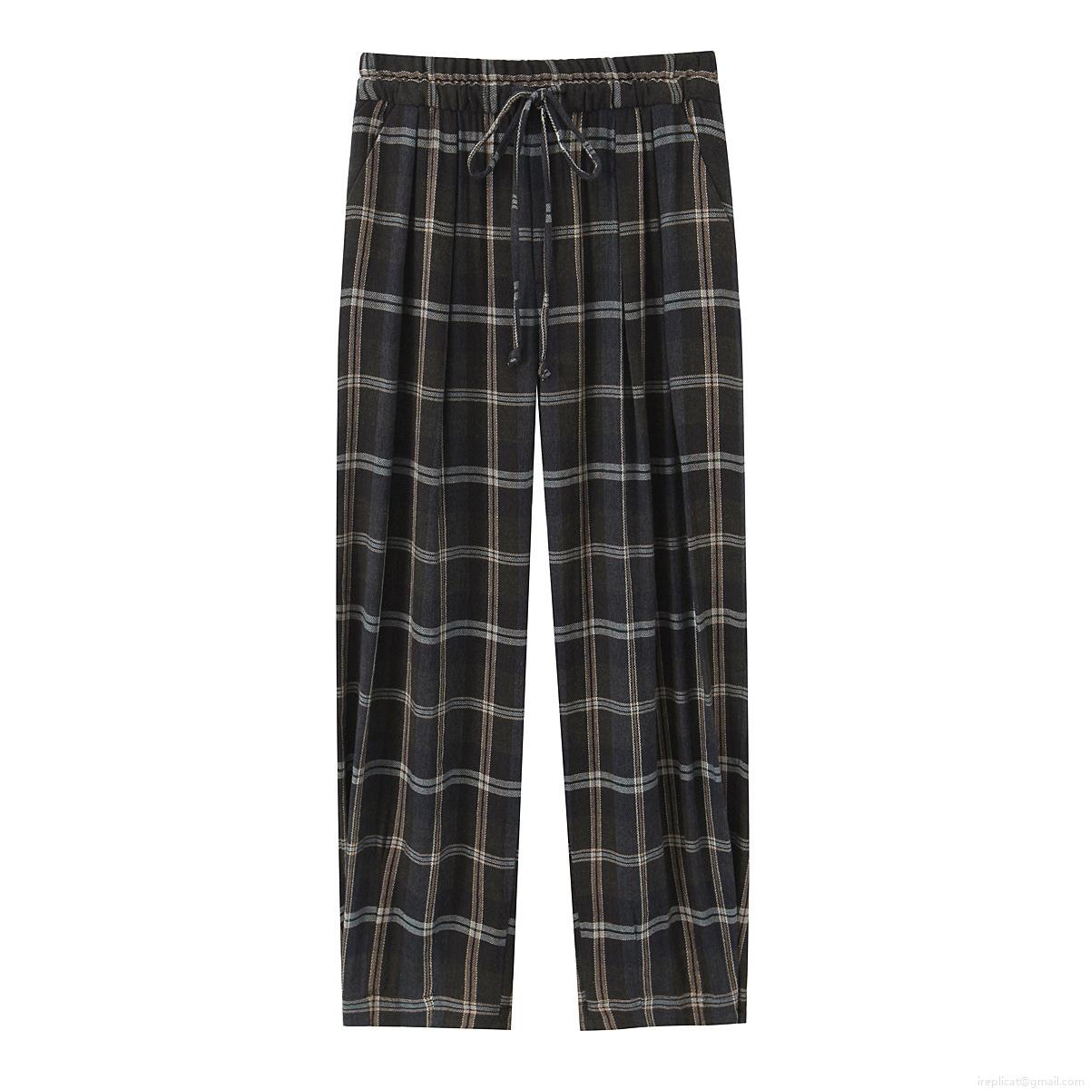 Women's Plaid High Waist Casual Pants Polyester Drawstring Elastic Waist Tapered Trousers For Daily Fashion Grey Grid Loose Pants