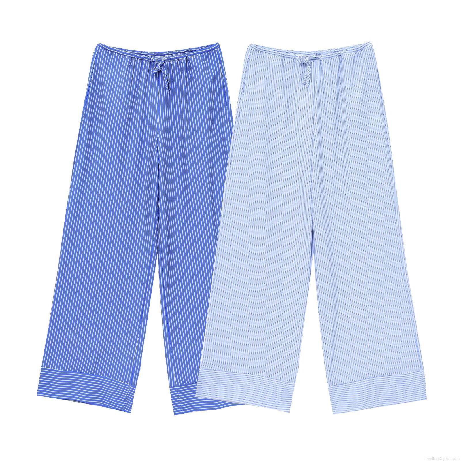 Women's Casual Striped Wide Leg Pants Drawstring Elastic Waist Loose Fit Straight Trousers Polyester Comfortable Daily Home Wear Fashion Bottoms