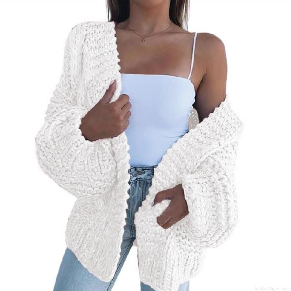 Women's Oversized Mohair Cardigan Sweater Chunky Knit Long Sleeve Open Front Outerwear Casual Warm Soft Thickened Knitwear For Autumn Winter