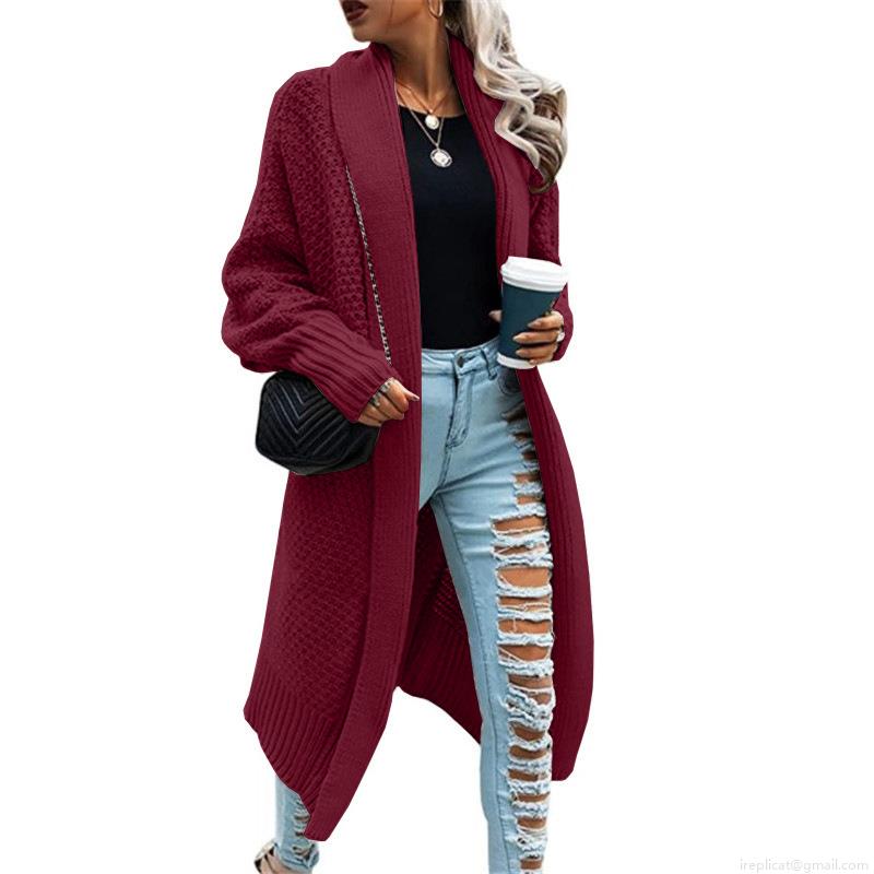 Women's Fashion Long Knit Cardigan Loose Batwing Sleeve Open Front Sweater Jacket Acrylic Polyester Chunky Knitted Outerwear for Women Daily Casual Streetwear