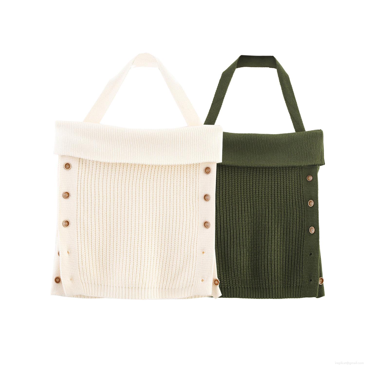 Women's Halter Neck Polyester Knit Tank Top Ribbed Sleeveless Vest Shirt With Wood Buttons Irregular Slim Fit Elegant Cami Top For Summer Casual Party