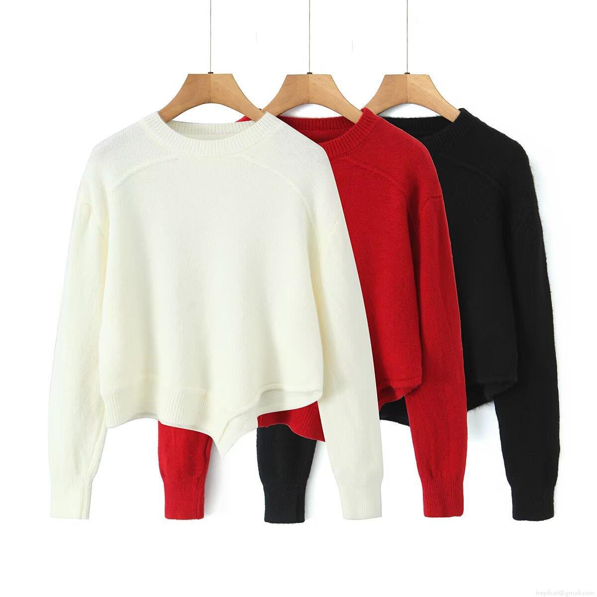 Women's Elegant Knitted Sweater Crew Neck Long Sleeve Irregular Asymmetric Hem Pullover Loose Fit Polyester Knitwear Top for Daily Casual Wear
