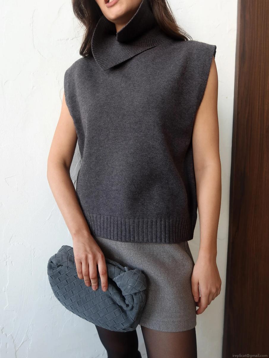 Women's Casual Knitted Sleeveless Vest High Neck Loose Fit Cotton Blend Pullover Sweater Top For Spring Autumn Daily Layering