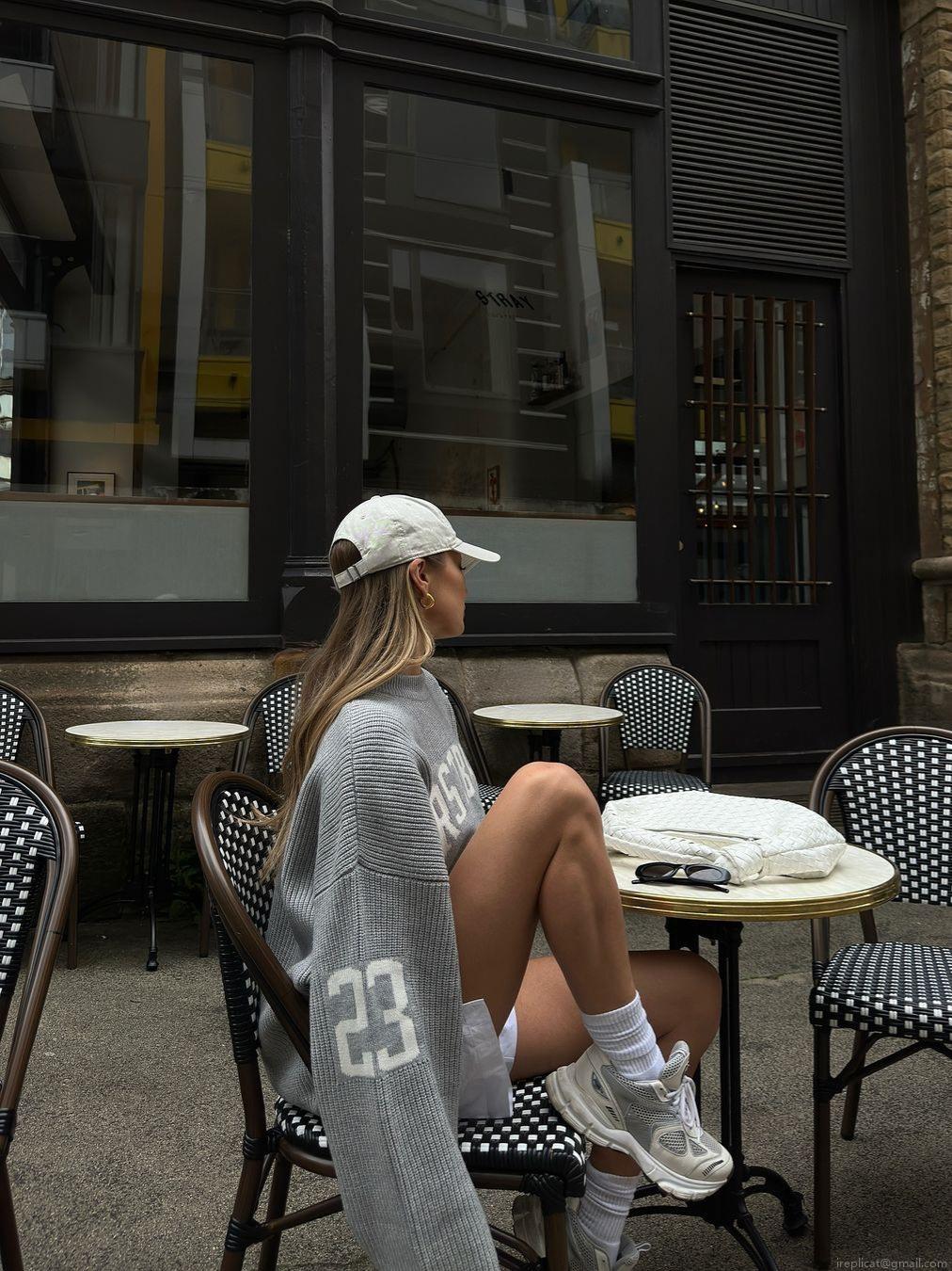 Women's Oversize Knitted Sweater Cotton Blend Letter Jacquard Pullover Long Sleeve Crew Neck Casual Streetwear Autumn Winter Loose Knit Jumper