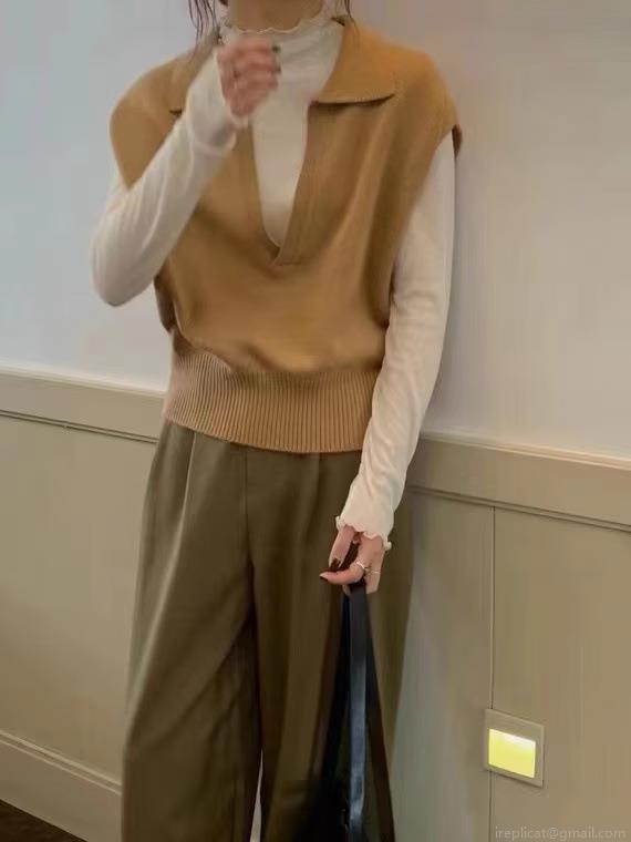 Women's Striped Knit Vest Polo Collar Sleeveless Sweater Pullover Casual Layering Top Soft Polyester Blend Fashion Waistcoat For Fall Winter Women