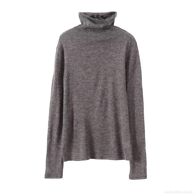 Women's Casual Cotton Blend T-Shirt Mock Neck Long Sleeve Semi-Sheer Knit Top Solid Color Soft Breathable Autumn Streetwear Basic Tee for Women