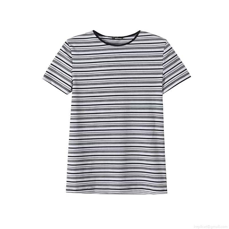 Women's Slim Fit Striped T-Shirt Round Neck Short Sleeve Cotton Blend Ribbed Knit Summer Top Casual Fashion Tee For Ladies