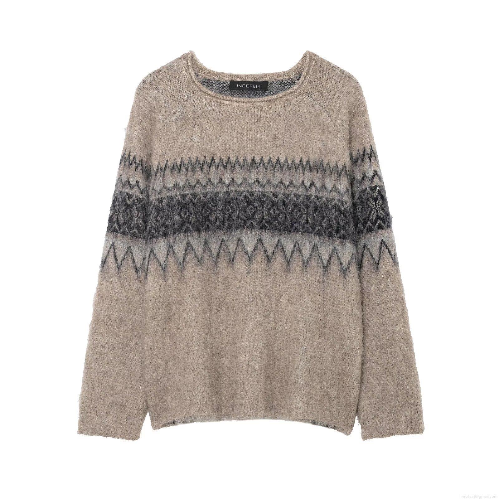 Women's Nordic Fair Isle Jacquard Knit Sweater Oversized Round Neck Long Sleeve Mohair Texture Pullover Jumper For Autumn Winter Daily Streetwear