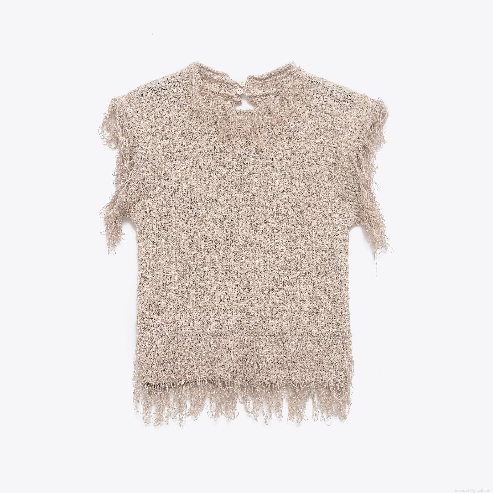 Women's Round Neck Sleeveless Fringe Knit Vest Autumn Winter Solid Color Pullover Tassel Sweater Top Casual Western Style Waistcoat