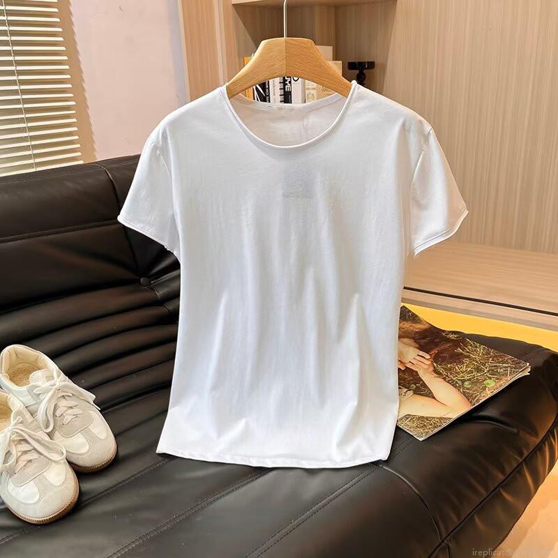 Women's Basic Round Neck Short Sleeve T-Shirt 95% Cotton 5% Spandex Loose Fit Solid Color Casual Top For Summer Daily Wear