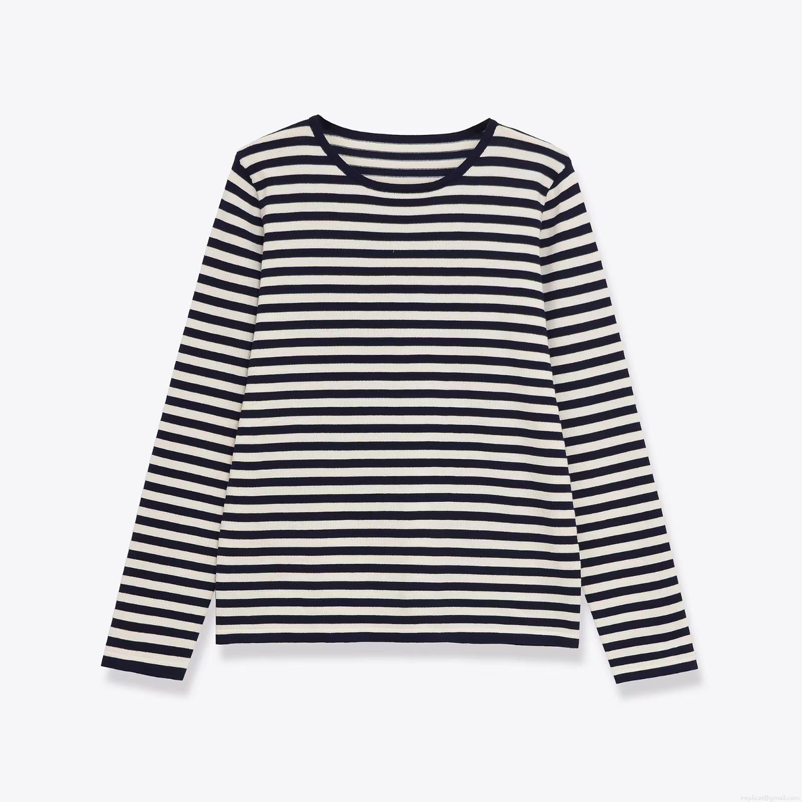 Women's Classic Horizontal Striped Knit Sweater Long Sleeve Round Neck Casual Polyester Blend T-Shirt Pullover Top For Daily Wear Spring Autumn