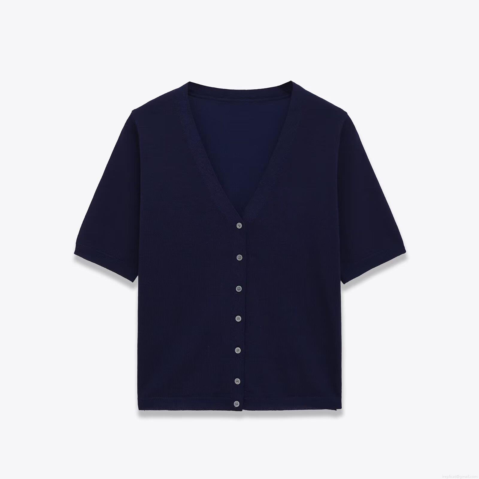 Women's Short Sleeve Knit Cardigan V-Neck Button Up Polyester Solid Color Casual Top Soft Breathable Knitwear For Daily Wear