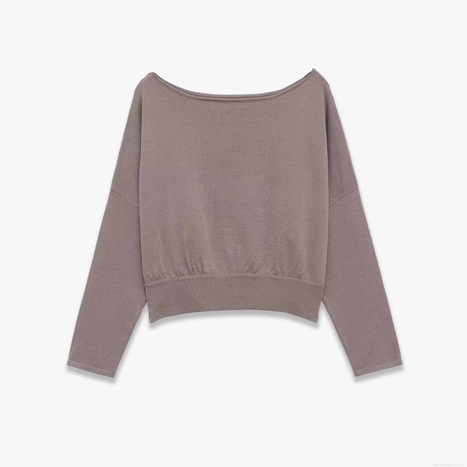 Women's Fashion Elegant Off-Shoulder Knitted Sweater Casual Long Sleeve Soft Polyester Spandex Loose Fit Pullover Top For Autumn Winter Ladies