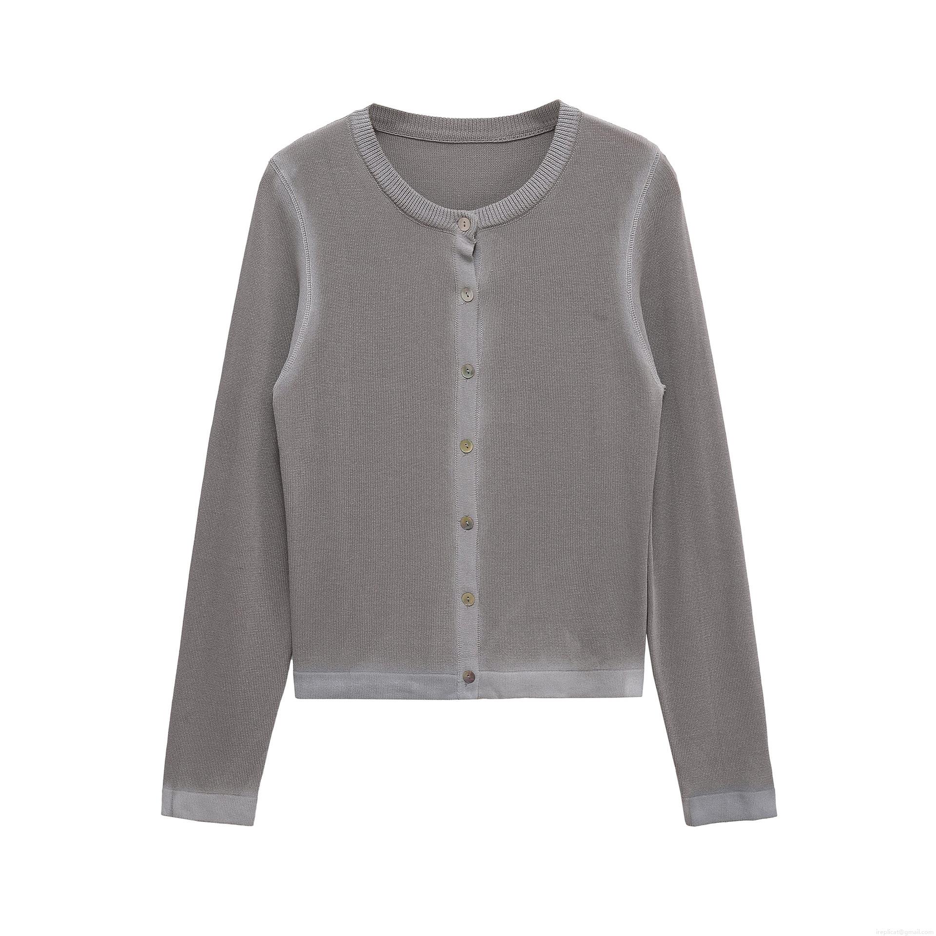 Women's Elegant Casual Knitted Cardigan Round Neck Long Sleeve Single Breasted Solid Color Polyester Knit Sweater Outerwear For Spring Autumn Ladies Top