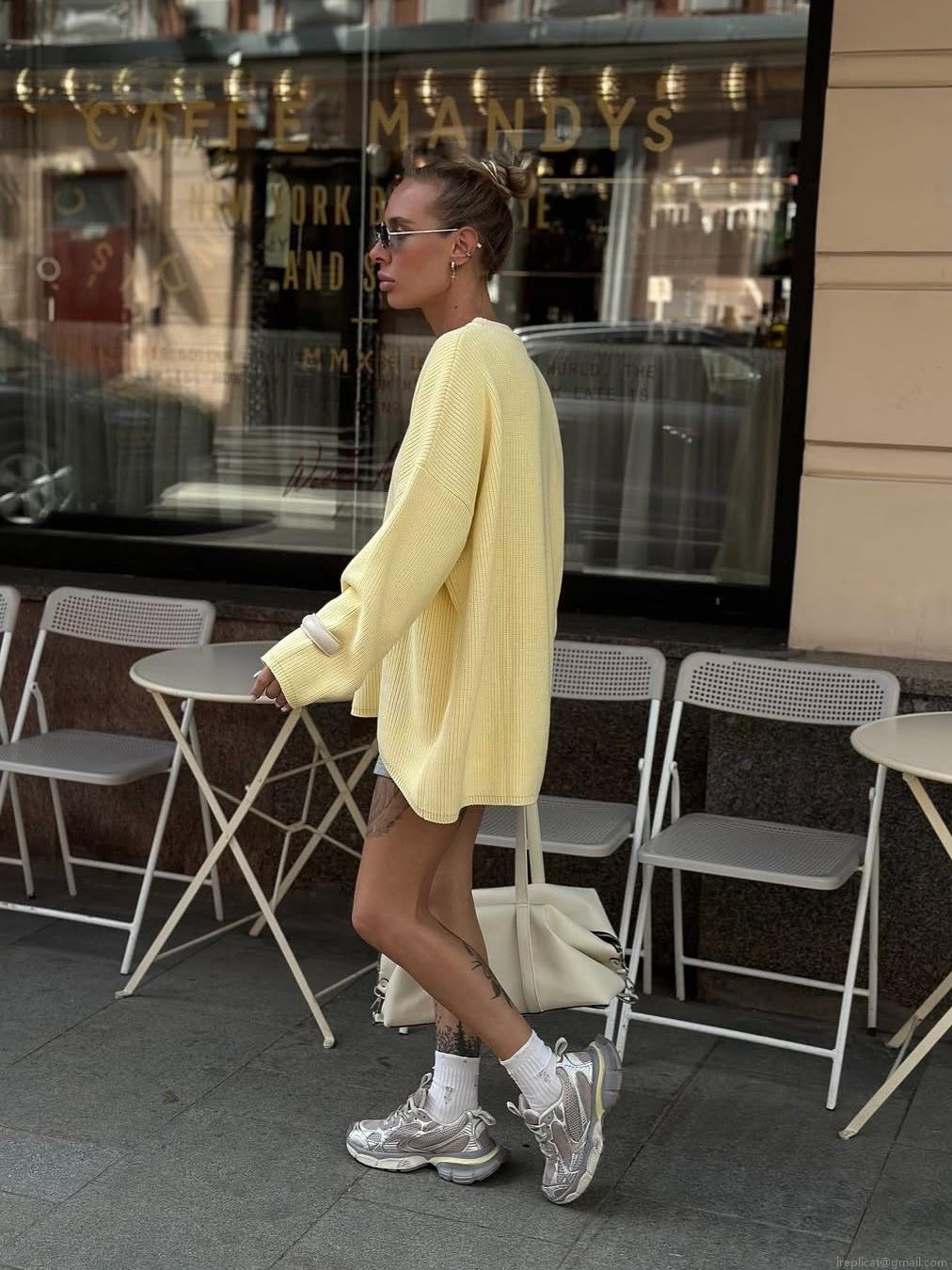 Women's Oversized Knit Sweater Casual Cotton Blend Crew Neck Pullover Streetwear Long Sleeve Loose Fit Letter Embroidery High-End Autumn Winter Warm Top