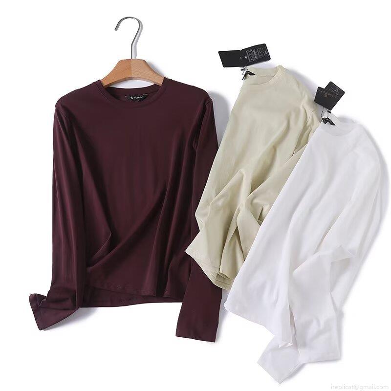 Women's Long Sleeve T-Shirt Basic Solid Color Round Neck Cotton Blend Base Layer Top Slim Fit Casual Streetwear Tee For Spring Autumn