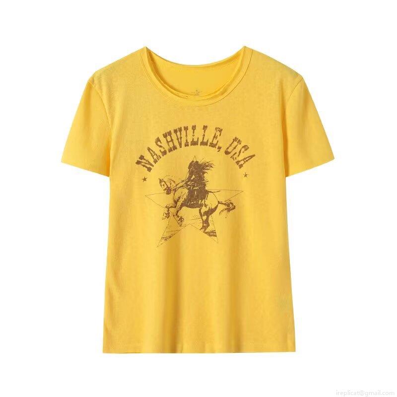 Women's American Retro Nashville USA Cowboy Graphic Print T-Shirt Loose Fit Round Neck Short Sleeve Casual Polyester Spandex Blend Summer Top