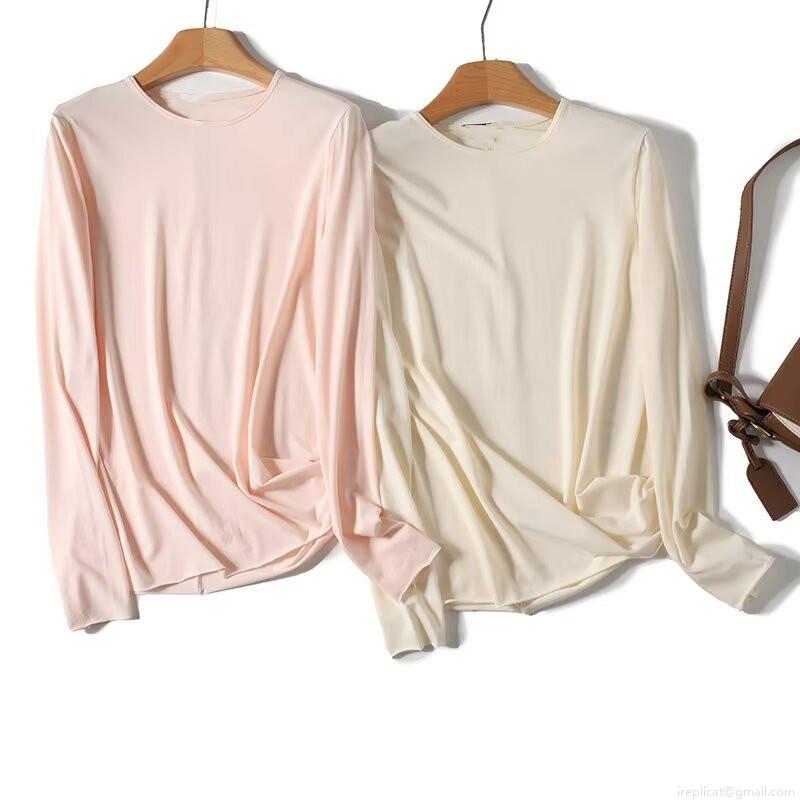 Women's Long Sleeve T-Shirt Cotton Viscose Acrylic Spandex Blend Solid Color Slim Fit Round Neck Base Layer Top Casual Soft Pullover For Autumn Spring Women