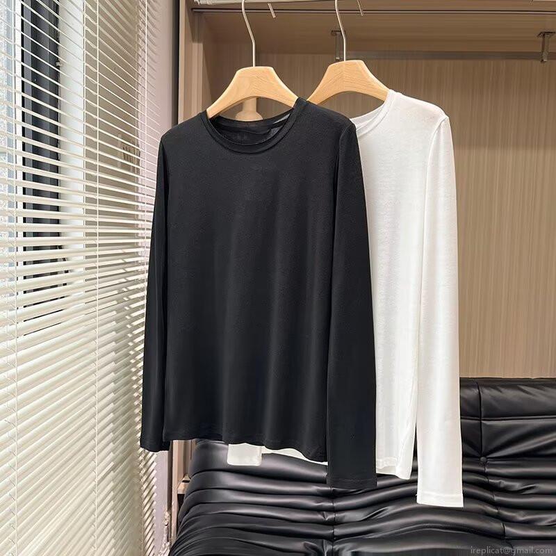 Women's Long Sleeve T-Shirt Cotton Spandex Blend Sheer Casual Slim Fit Round Neck Basic Tee Top For Daily Wear Autumn Fashion